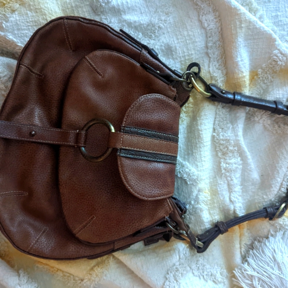 Tommy Hilfiger Brown Leather Boho Style Purse
